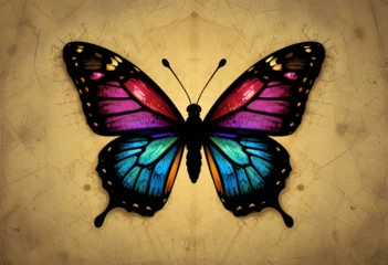 Sierkussen Grunge vlinders butterfly on grunge background  © Areej