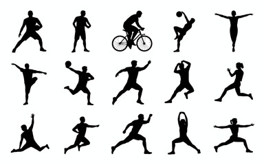 Vector art of set of sport activity silhouette vector illustration