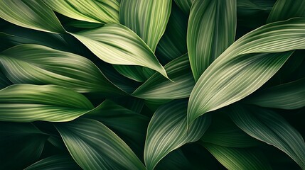 Vibrant Green Foliage Closeup with Textured Leaves in Natural Light and Detailed Vein-generative ai