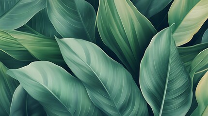 Vibrant Green Foliage Closeup with Textured Leaves in Natural Light and Detailed Vein-generative ai