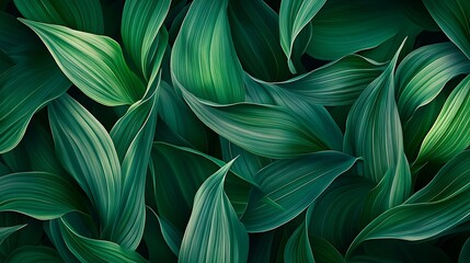 Vibrant Green Foliage Closeup with Textured Leaves in Natural Light and Detailed Vein-generative ai