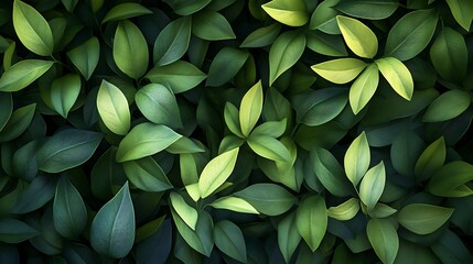 Vibrant Green Foliage Closeup with Textured Leaves in Natural Light and Detailed Vein-generative ai