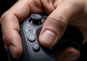 Close-Up of a Hand Holding a Video Game Controller