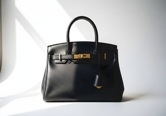 Elegant Black Handbag with Gold Accents