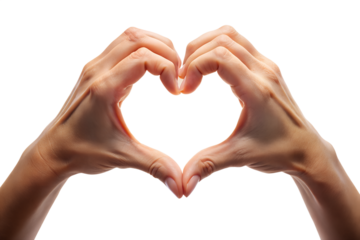 Hands Forming a Heart Shape Against a White Background Symbol of Love, Affection, and Emotion, Isolated