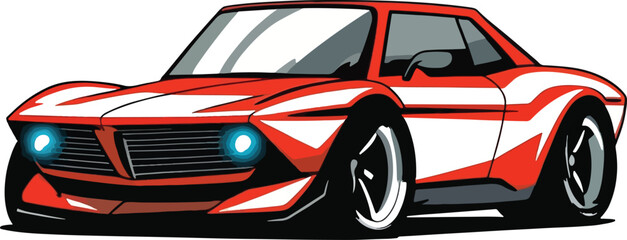 Red sports car illustration isolated on white background