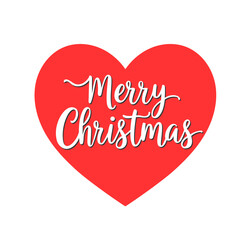 Merry Christmas calligraphy text inside heart. Cute and elegant vector for seasonal greetings, social media posts, festive decor and DIY holiday projects.