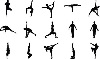 Yoga Vector Silhouettes – Balance and Flexibility Poses for Mindful Fitness