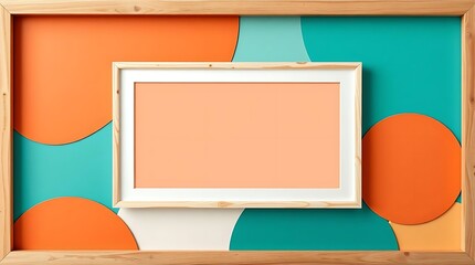 Minimalist Frame on Geometric Background with Circular Shapes and Vibrant Colors for a Modern and Creative Design                                     