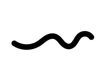 Black wavy line stroke design element for decorative doodles, dividers, highlights, posters, and abstract graphics