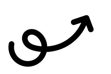 Black curly arrow pointing upward right