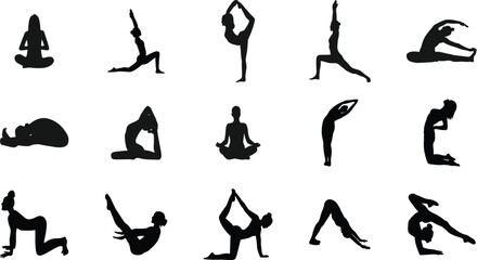 Yoga Vector Silhouettes – Meditation and Balance Poses for Fitness and Flexibility