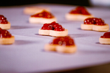 Heart cookies on baking sheet