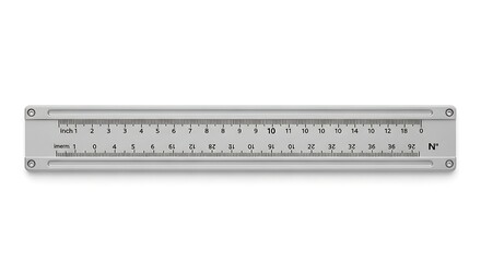 Precision Engineering - Detailed Metal Ruler with Clear Markings and Subtle Shadow.
