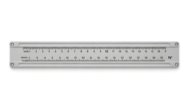 Precision Engineering - Detailed Metal Ruler with Clear Markings and Subtle Shadow. - Powered by Adobe