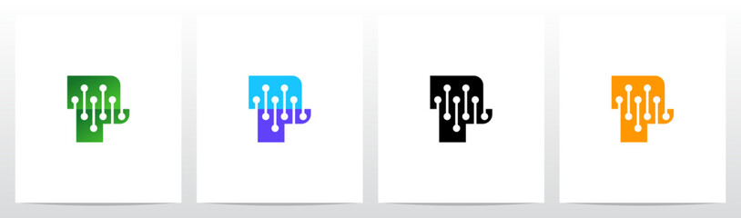 Letter Cut Stitch Together by Lines Nodes Initial Logo Design P