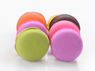 Colorful assortment of traditional French macarons