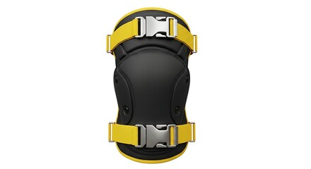 Protective Black and Yellow Knee Pads - Rear View, Studio Shot.