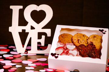 Cookies with love decoration close up