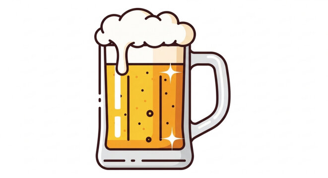Illustration of a mug of beer with foam perfect for pubs, bars, or any beerrelated design project