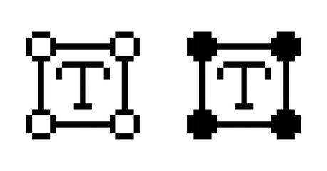 Text editing icons, typography symbols, pixel style design, Pixel art.