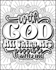 Bible Verse Quote Coloring Page for Adults. Christian Bible Coloring Page 