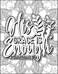 Bible Verse Quote Coloring Page for Adults. Christian Bible Coloring Page 