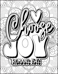 Bible Verse Quote Coloring Page for Adults. Christian Bible Coloring Page 