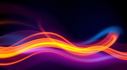 Colorful Wavy Light Streams on Dark Background: Vibrant Abstract Design Elements for Graphic Use                                                      