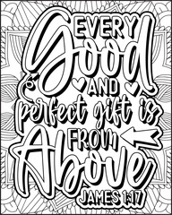Bible Verse Quote Coloring Page for Adults. Christian Bible Coloring Page 