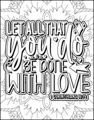 Bible Verse Quote Coloring Page for Adults. Christian Bible Coloring Page 