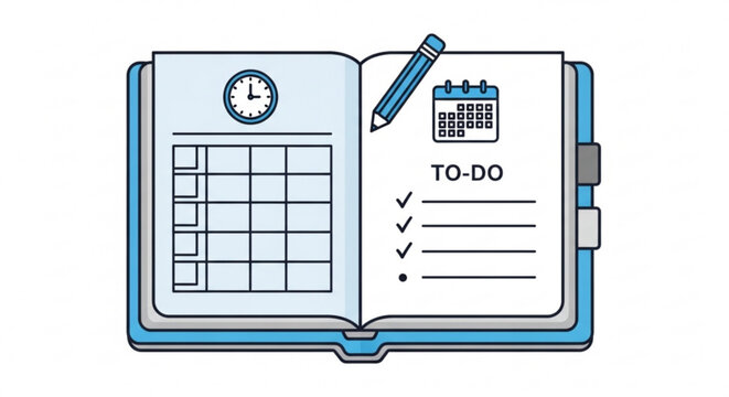 Open todo list notebook, a tool for planning, organizing, and managing tasks and appointments effectively