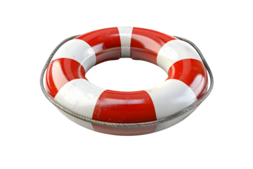 Red and white lifebuoy.