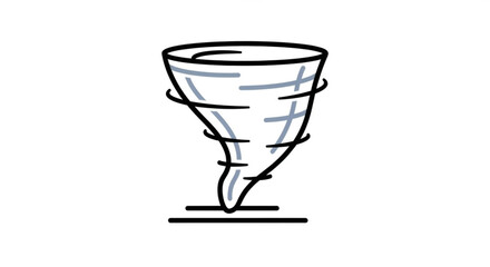 Stylized tornado icon, representing a powerful and destructive natural phenomenon with swirling winds and potential danger