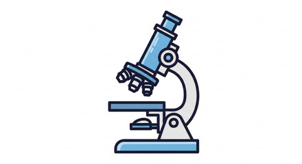 Illustration of a blue microscope, a vital tool for scientific research and medical diagnostics in laboratories