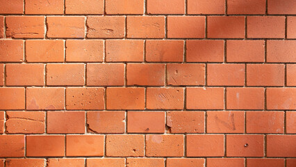 Wall of rectangular orange-coloured bricks