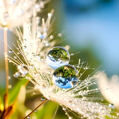 Dewdrops on dandelion seed