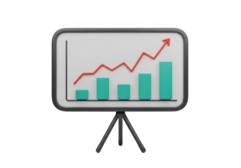 3d business growth chart presentation board isolated on transparent background