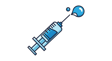 Illustration of a syringe with a drop, perfect for medical, vaccination, or healthcare related content in a clean design