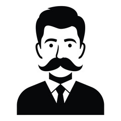 Stylized silhouette of a gentleman with a prominent mustache and formal attire silhouette