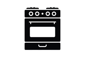 Simple black and white icon of a kitchen stove