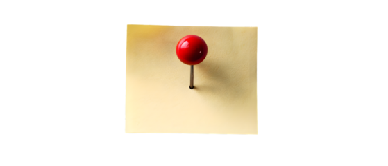 Red pin on beige note.