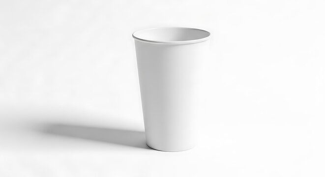 A plain white paper cup isolated on white background