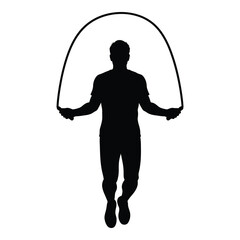 Obraz premium Silhouette of a person jumping rope exercising for fitness and athletic training silhouette