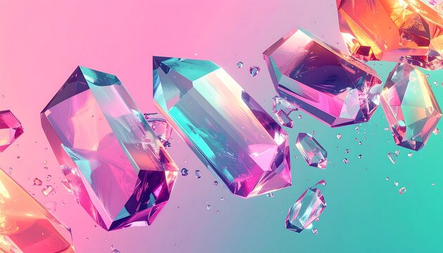 Abstract crystals in vibrant colors