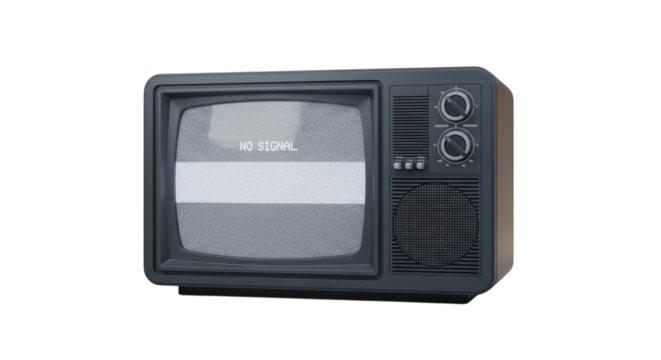 Old television screen static noise isolated on a transparent background vintage retro