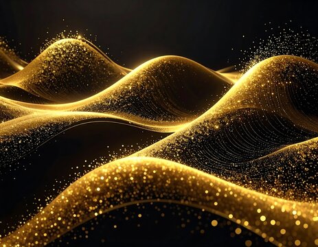 Gold wave abstract background - Powered by Adobe