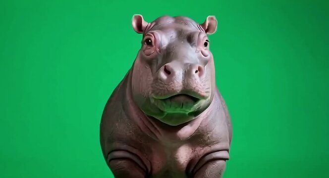 Hippo against green-screen background.4k video.