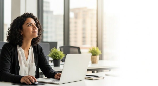 Latin business woman accountant holding documents, working at laptop pc computer doing online tax invoice, financial report. Focused Hispanic businesswoman manager specialist with paperwork in office