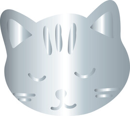 Silver Cat Face Graphic with Closed Eyes